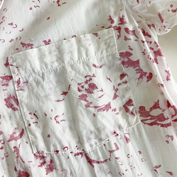 White and Red Buttoned Maxi Dress with Notched Collar - Picture 5 of 7